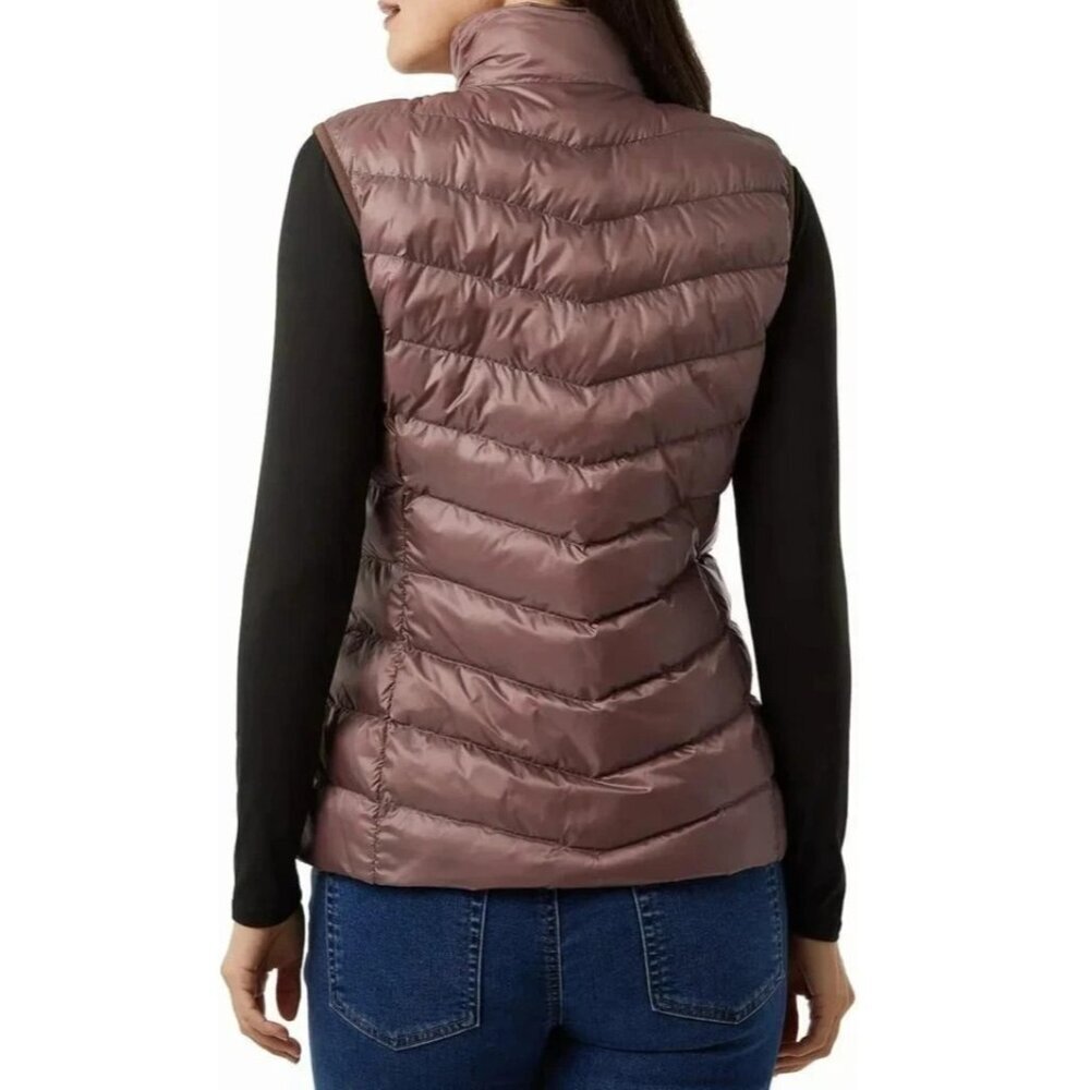 NEW 32 Degrees Heat Women's M Puffer Vest Jacket Full Zip Brown - Picture 2 of 11